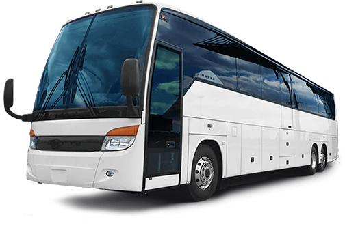 a plain white charter bus